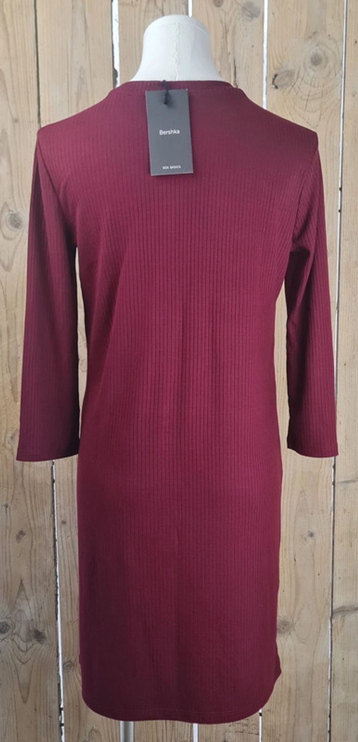 Robe, Tunique Rayée Façon Pull, Manche 3/4, Bershka, Taille M - photo numéro 4