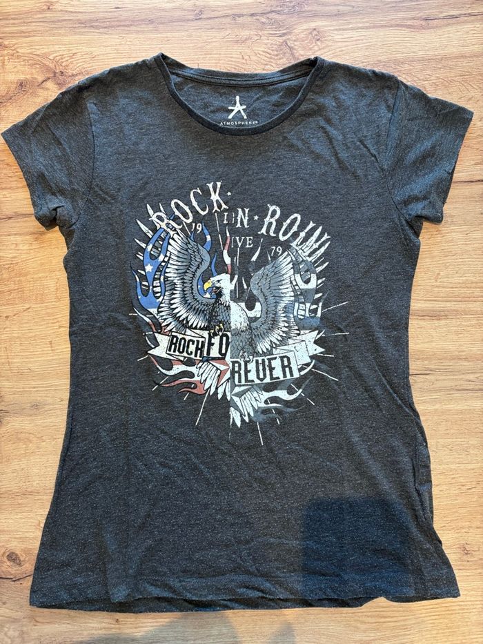 T-shirt gris femme motif rock Primark taille 38