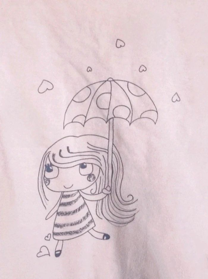 Tee-shirt rose pastel fillette parapluie noir / In Extenso - 18 mois / 86cm - photo numéro 2