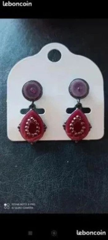 Boucles d'oreilles Ikita lilas rose 3,5 cm - Neuf et tendance