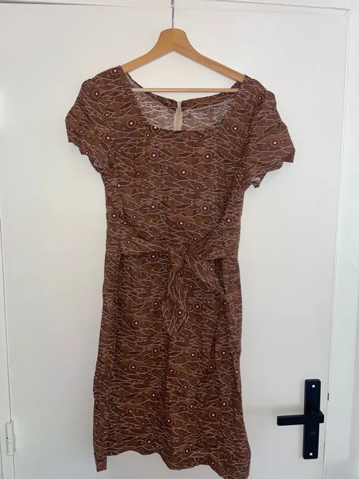 Robe midi marron L fait main