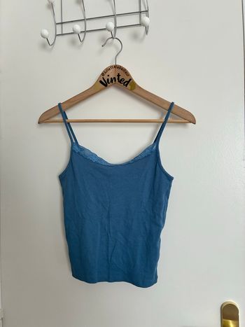 Débardeur bleu à bretelles col dentelle Jennyfer – taille S – très bon état 