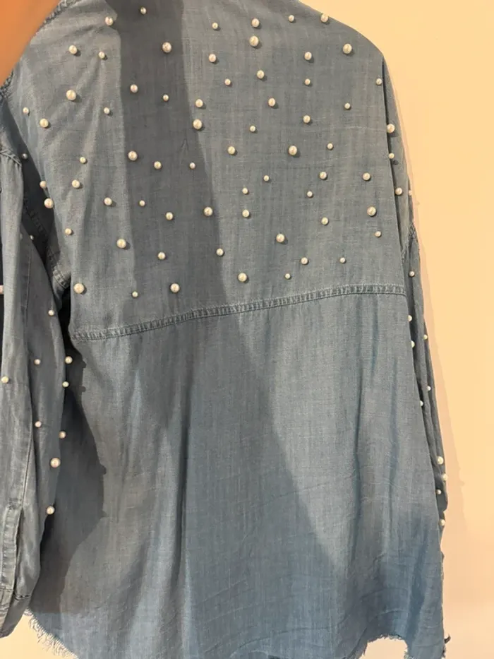 Chemise jean loose perle Easy Clothes - photo numéro 4