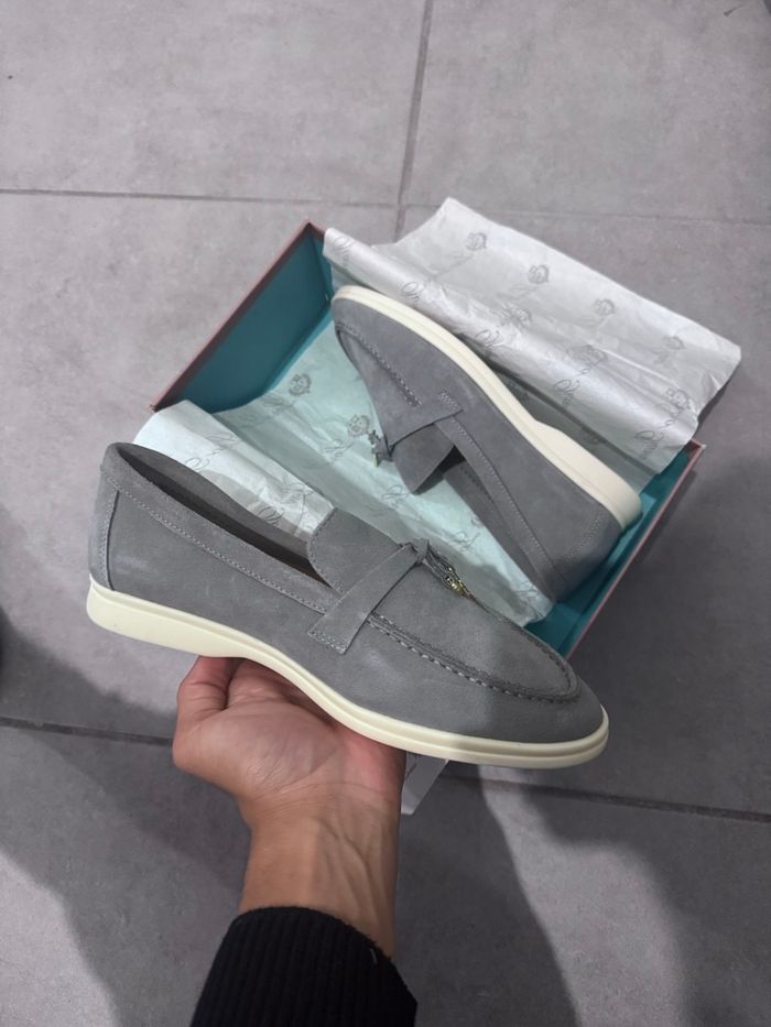 Paire de mocassins réplique identique Loro Piana taille 39 grise - photo numéro 4
