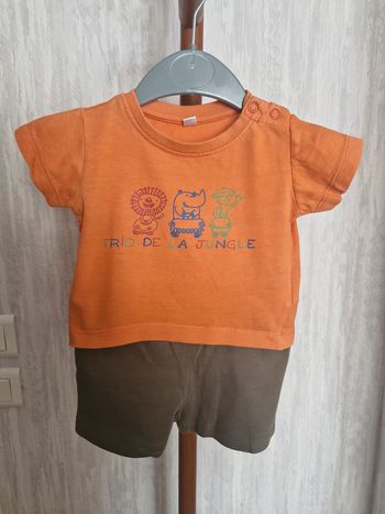 Ensemble bébé 3 mois Sans marque Coton T-shirt manches courtes Short