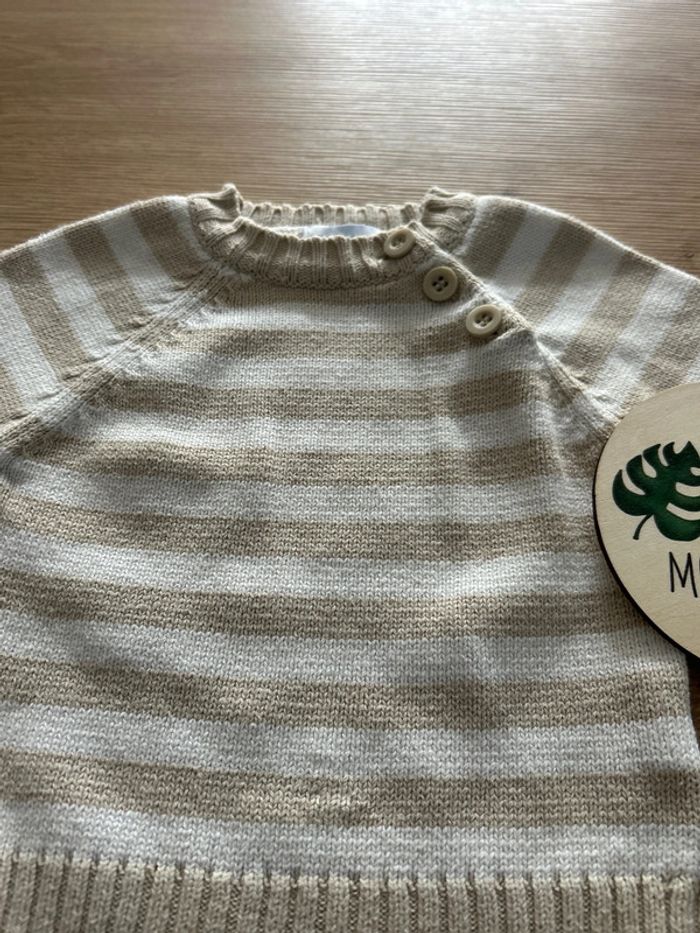 Pull marinière beige et blanc TEX - photo numéro 2