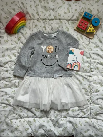 robe manches longues gris et blanc jupe tutu avec jupon 23 mois smiley