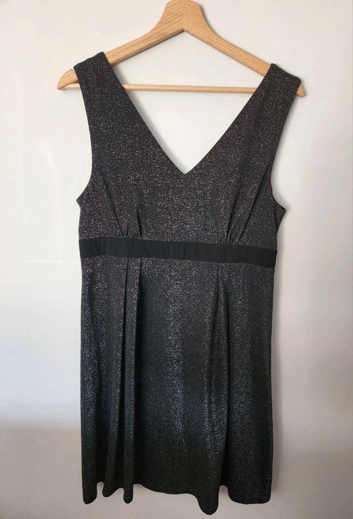 jolie petite robe noire a paillettes camaïeu sans manches fluide 40 excellent état