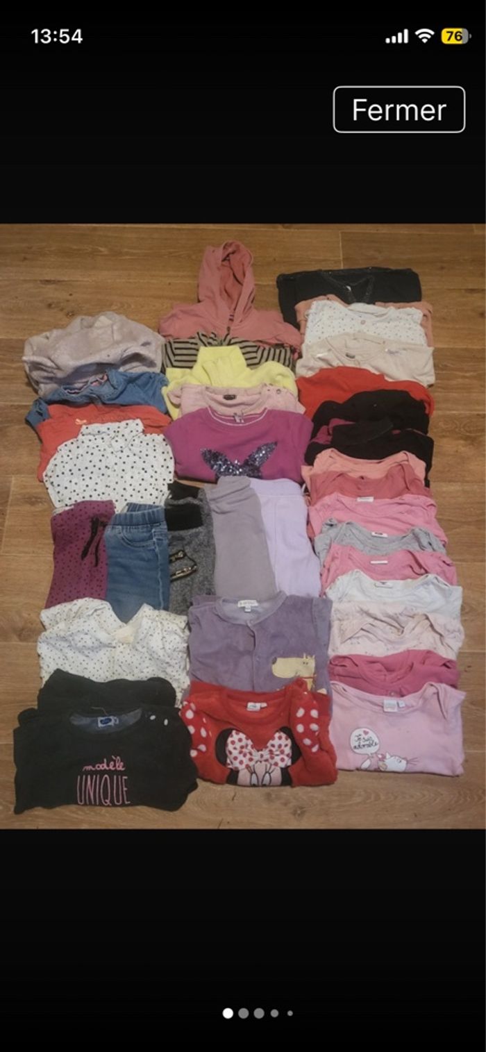 Lot de 35 vêtements bébé fille taille 24 mois