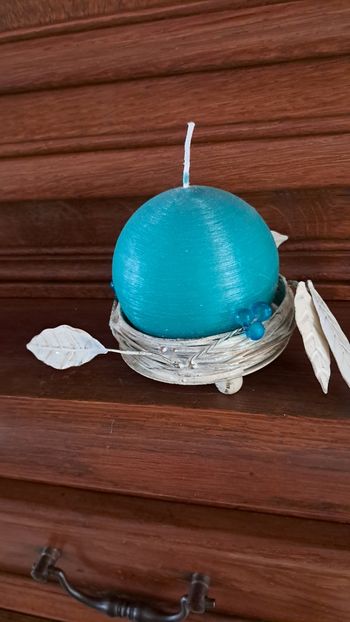 Lot de 2 bougies et porte bougies