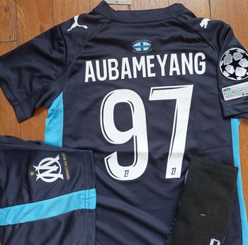 Maillot Aubameyang taille 6 ans Marseille bleu extérieur 2026