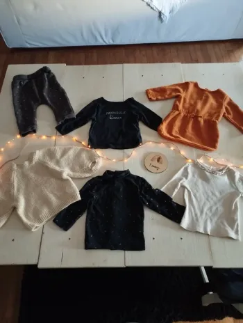 Lot de 6 vêtements bébé fille hiver 9 mois – Kiabi 👶💗