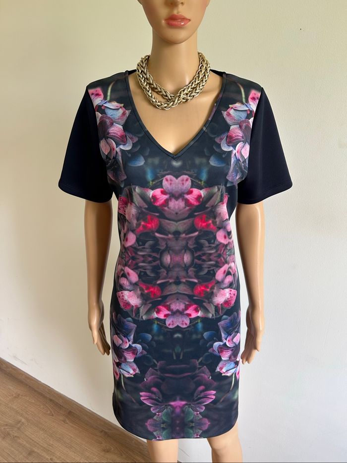 Robe marine et imprimée à manches courtes Vila Joy taille L TBE