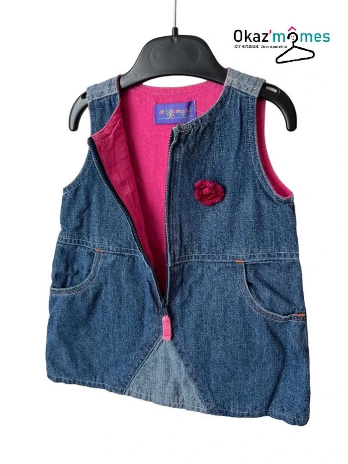 Robe sans manches en jean bleu denim - De bon matin 6 mois - photo numéro 2