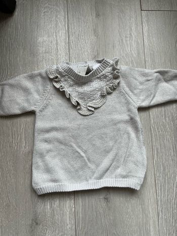 Pull en maille à volants Tape à l'œil - Gris clair argenté - 3 mois