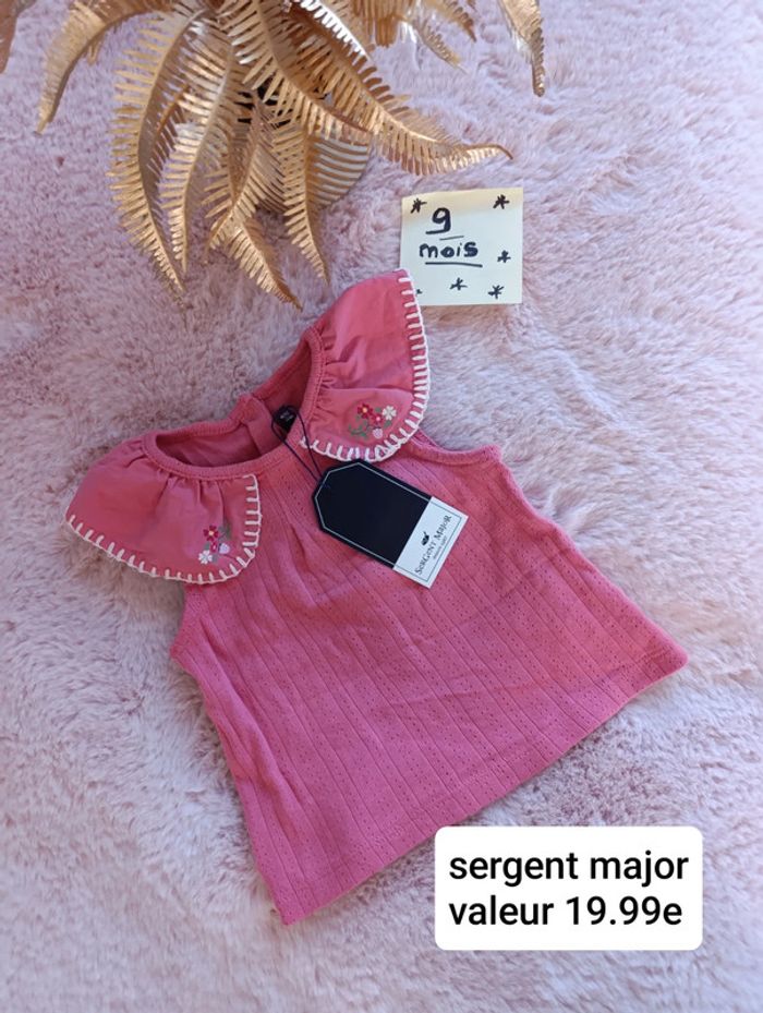 T shirt col claudine rose sergent major