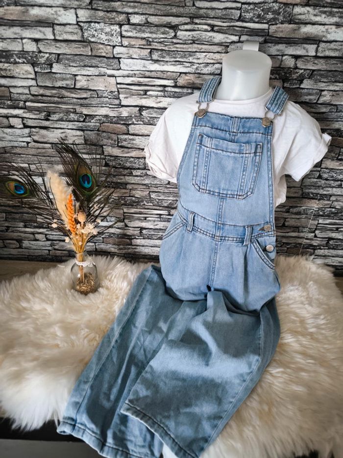 🩵 Superbe ensemble 2 pièces salopette + t-shirt Primark 7-8 ans 🩵