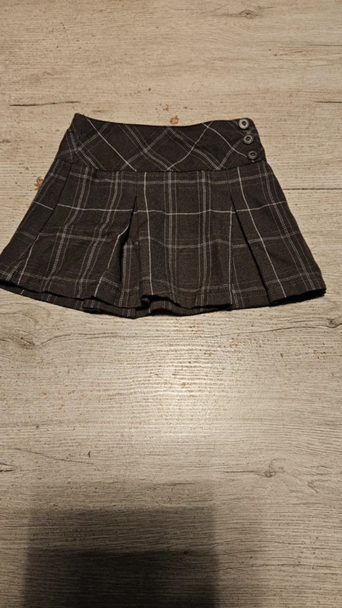 Jupe courte d hiver brune à carreaux beige, Lisa Rose, 2 ans, nickel