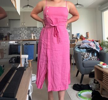 Robe rose en lin Camaïeu taille M