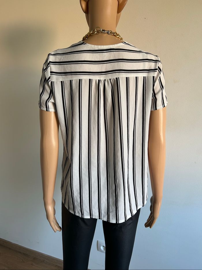 Blouse blanche et noire à manches courtes Morgan taille 36 TBE - photo numéro 5