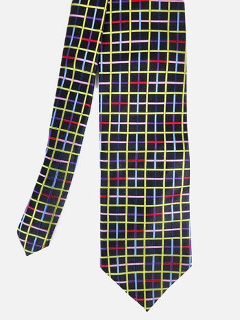 Cravate Vintage Lorenzo Cana - Soie Motif Quadrillé - Multicolore