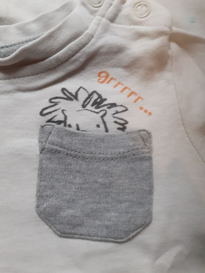 Sweet blanc poche grise motif lion - photo numéro 2