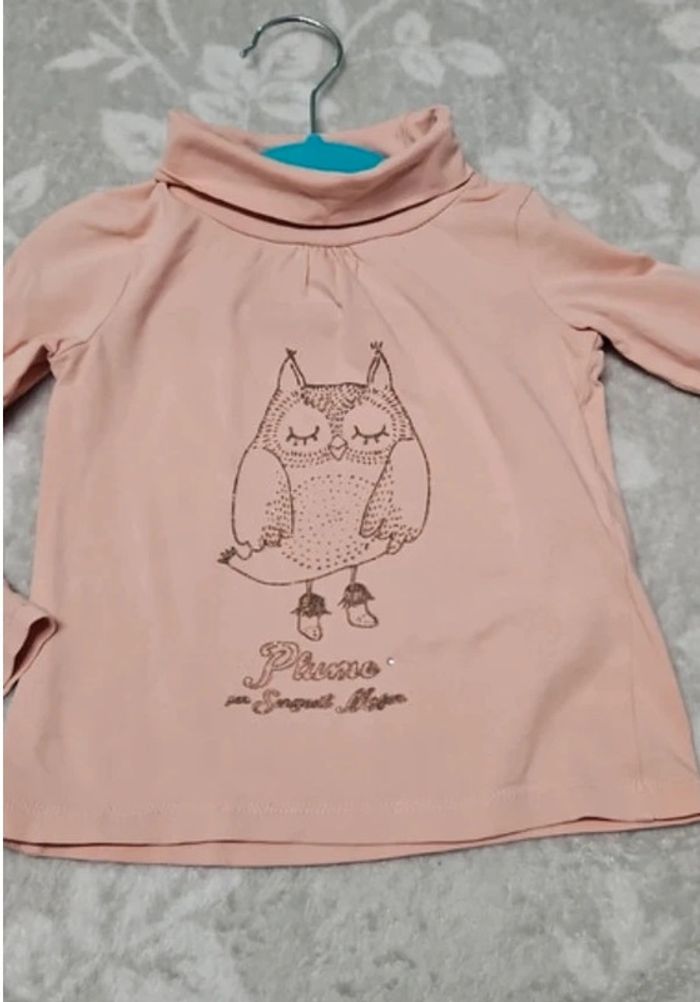 Sous pull fille sergent major 4 ans chouette hibou saumon