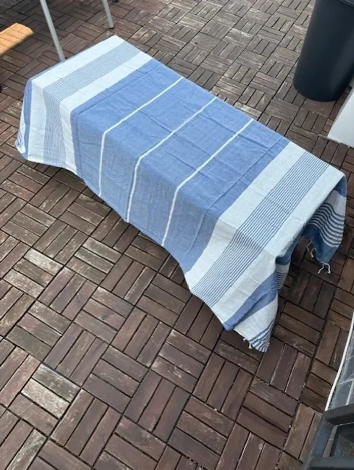 lot de 2 fouta serviette de plage bleue 85 x 170 cm - photo numéro 4