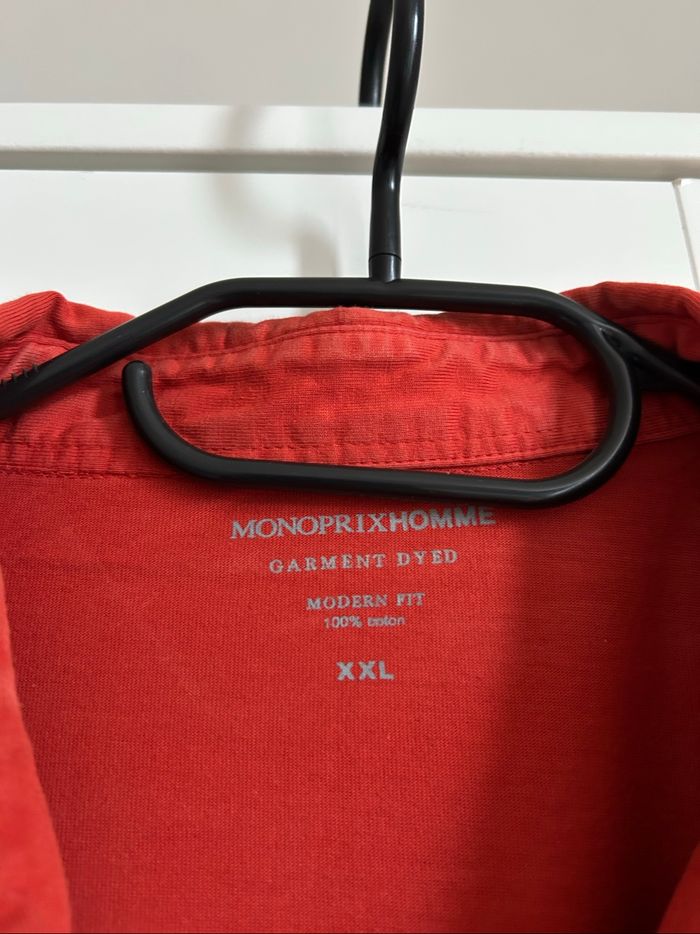 Polo rouge orangé uni Modern Fit Homme Monoprix Taille XXL - photo numéro 3