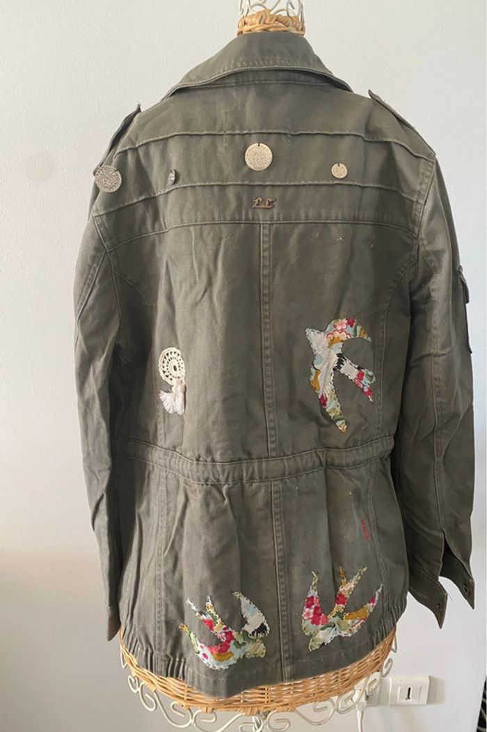 Veste style militaire kaki upcyclé taille 38 cache cache - photo numéro 5