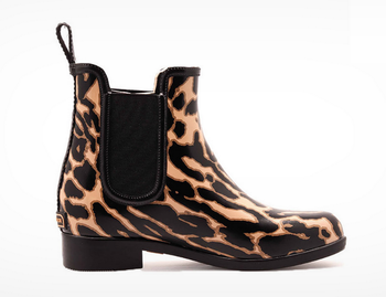 Bottines de pluie marrons et beiges Shinny Rouchette imprimé léopard pointure 41