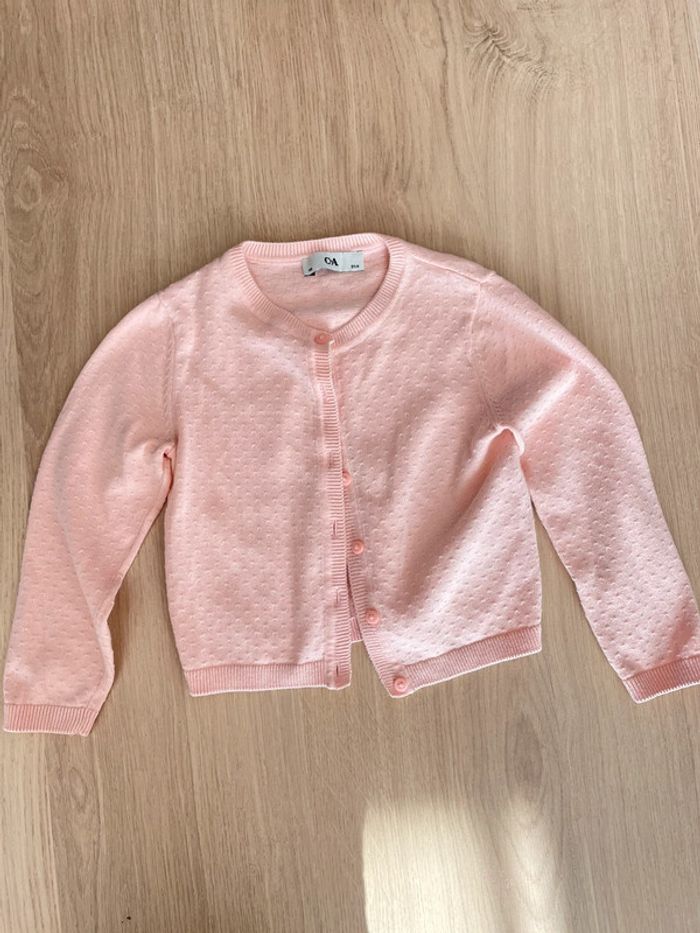 Cardigan, gilet, fille rose 5 ans