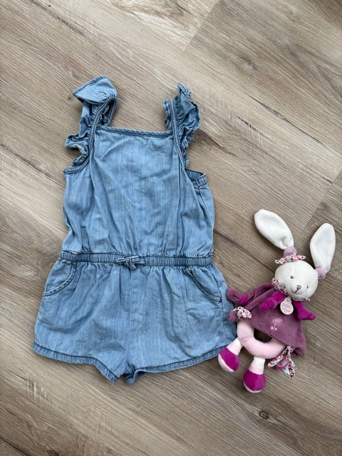 Salopette courte en jean souple taille 24 mois