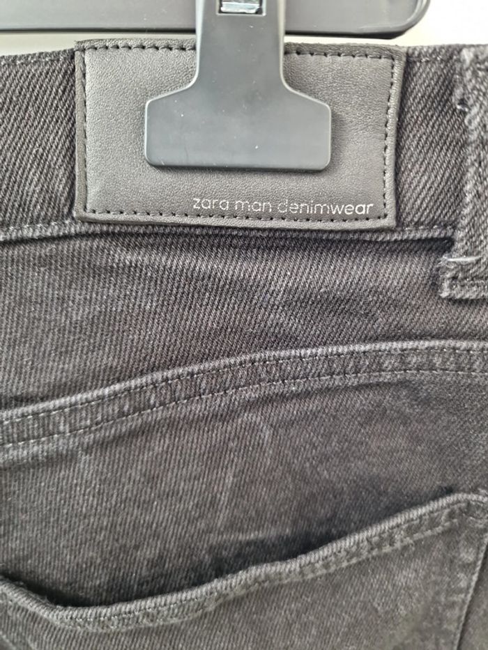 Jeans Noir Avec Bandes Rivière De Diamants Strass Et Broderie Noire - photo numéro 8