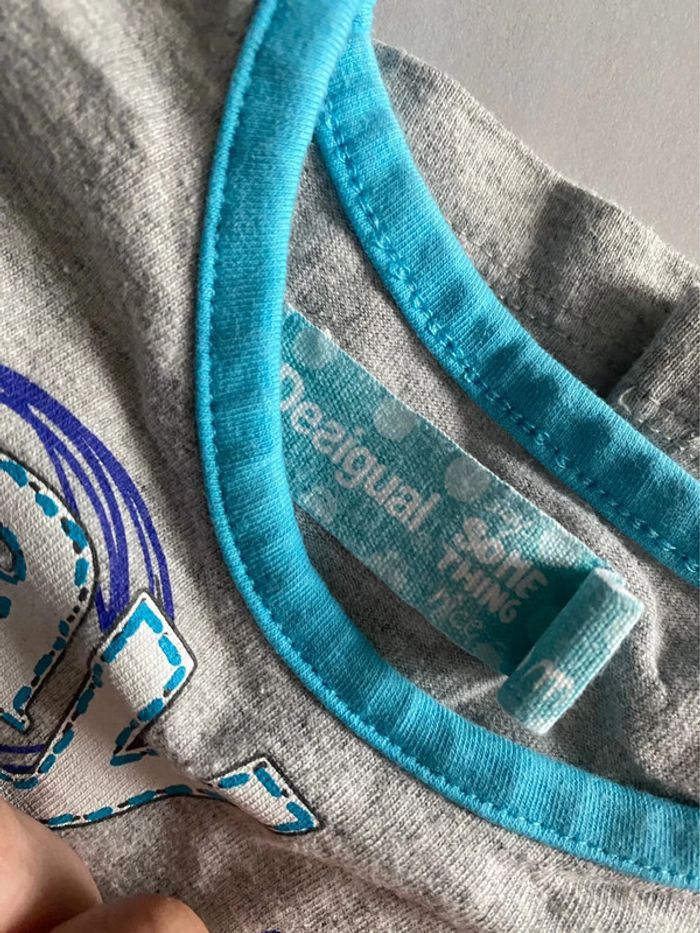 T-shirt Desigual blanc/bleu/gris - photo numéro 3