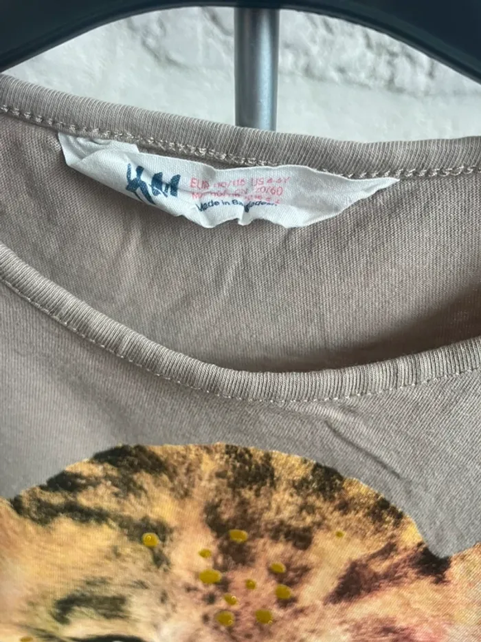 Tee shirt lion Fille H&M 6 ans manches courtes - photo numéro 3