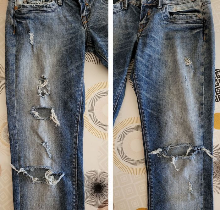 Pimkie Denim Life Jean TFr38 - Coupe Droite&Mid Rise - Style destroyed -Bleu used TBE - photo numéro 8