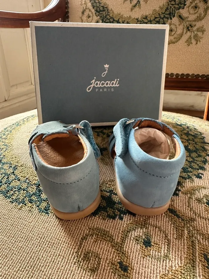 NEUF Chaussures sandales cuir Jacadi bleu ciel clair garçon 18 bébé Caramel - photo numéro 5