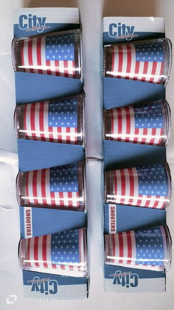 Lot de 8 verres a shooters motif drapeau américain 