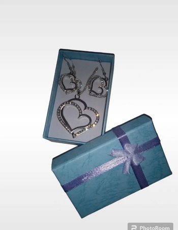 Parure fantaisie coeur argenté