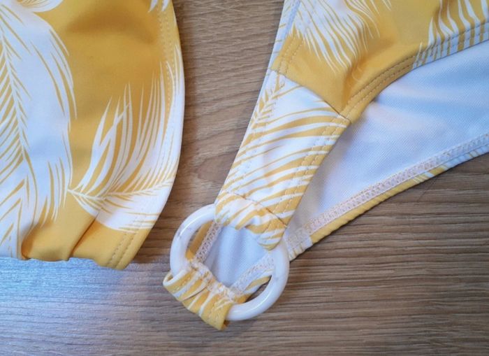 Maillot de bain 2 pièces jaune imprimé palmier 40 - photo numéro 3