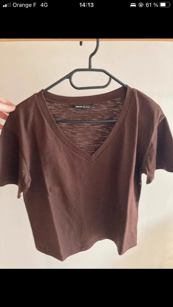 T-shirt marron femme shein