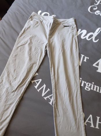 Pantalon gris perle, coton,  A.THIERY