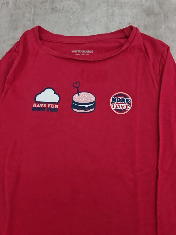 Hautbt shirt rouge Manches longues vertbaudet fille 4 ans - photo numéro 2