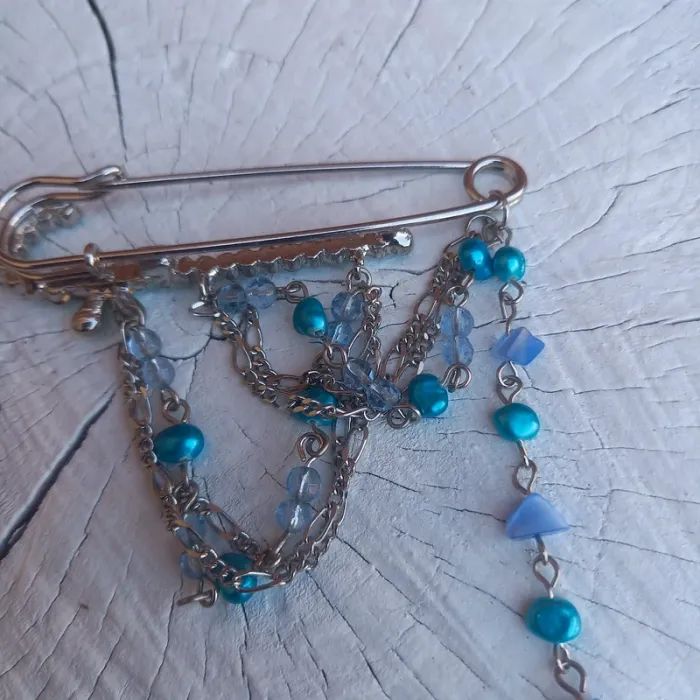 Broche épingle vintage bleue - photo numéro 4