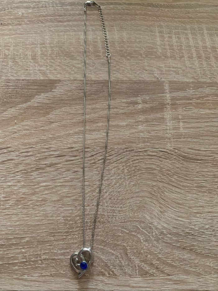 Collier coeur en strass bleu - photo numéro 2