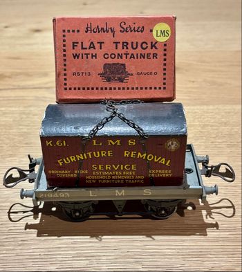 Années 1950-Wagon Hornby Meccano-Trains Vintage en Boîte, Échelle O, avec Conteneur