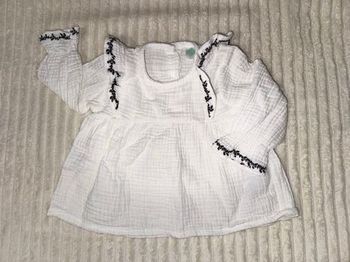 Blouse en coton - blanc et noir - tex - 6 mois - excellent état/comme neuf