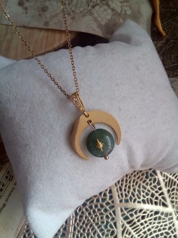 Collier lune et pierre agate indienne réversible