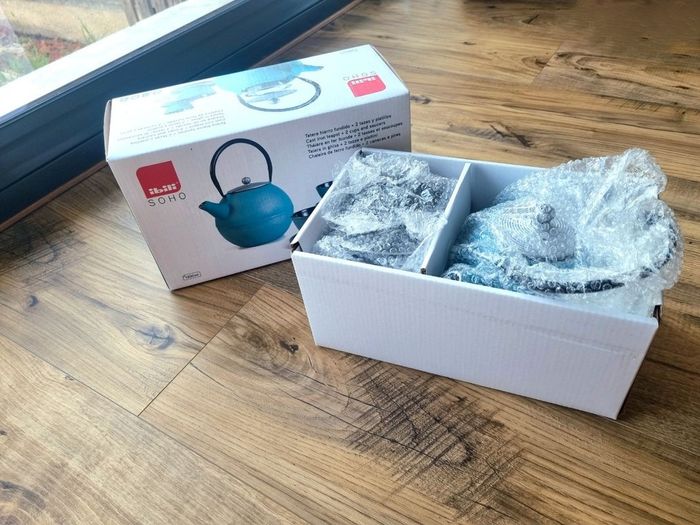 Service à thé en fonte, théière 1,2 L avec passoire amovible + 2 tasses avec soucoupe - photo numéro 3